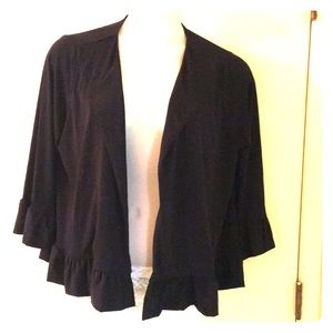 Artizan Jersey Knit 3/4 Ruffle Slve Cardigan